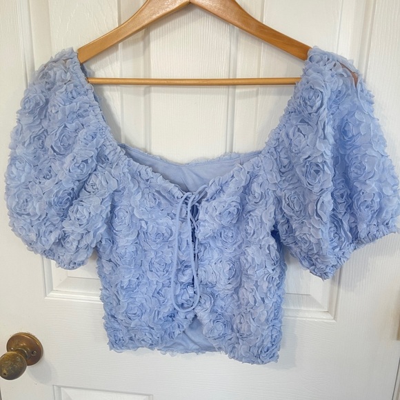 Willow&Root Buckle Women’s Medium Blue Rosette  Cropped Rosette Top Cottagecore - Picture 5 of 7